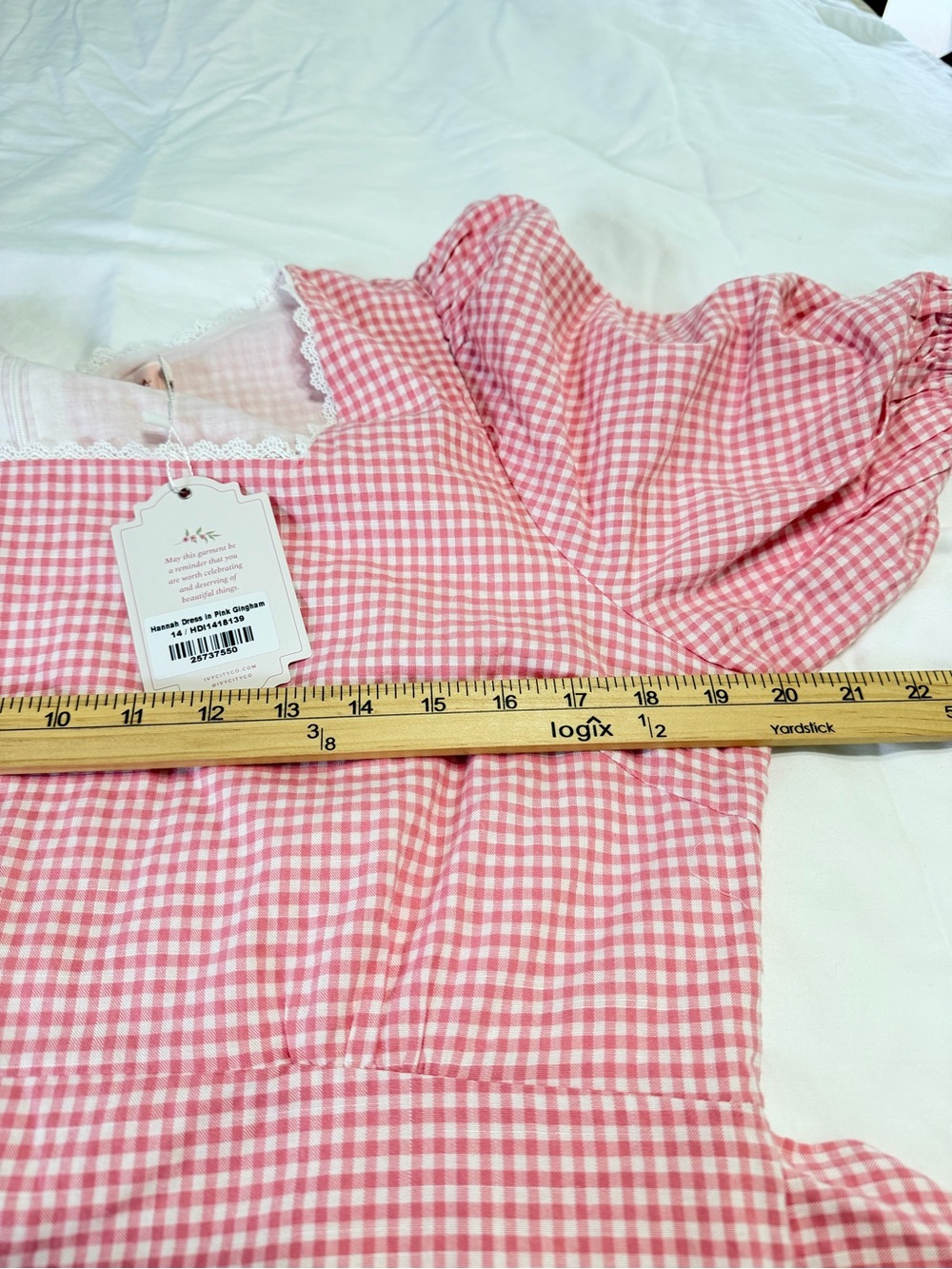 NWT Ivy City Co Hannah Pink Gingham Dress Size 14 Cottagecore Puff Sleeve modest - Picture 8 of 10